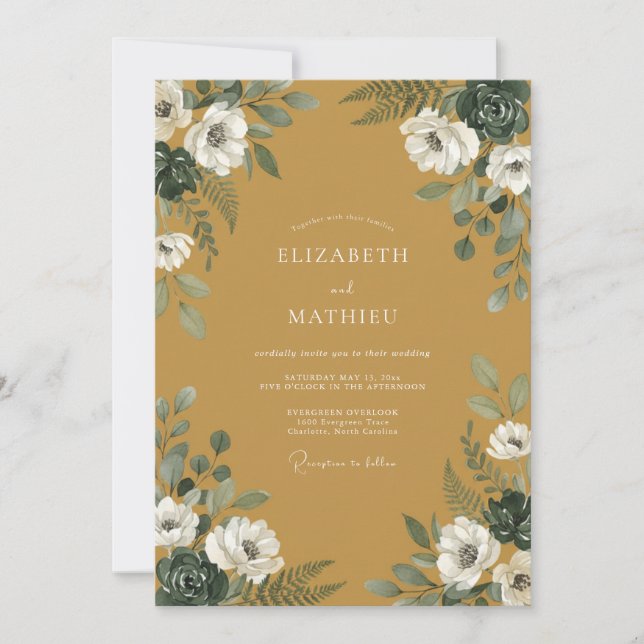 Convite Casamento Pétala Dourada (Frente)