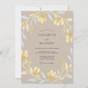 Convite Casamento Pétala Dourada Bege