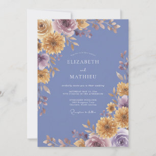 Convite Casamento Pétala Dourada de Periwinkle