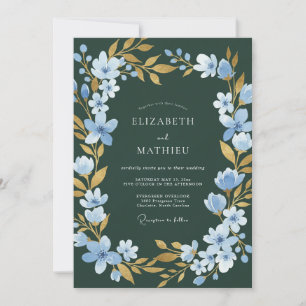 Convite Casamento Pétala Dourada Spruce Escura