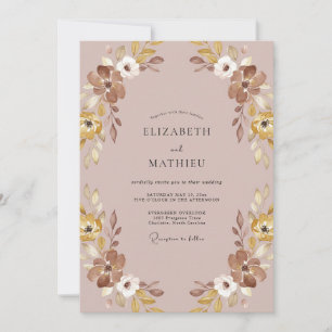 Convite Casamento Pétala Dourado Taupe