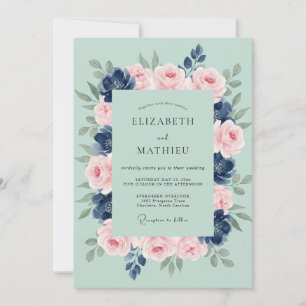 Convite Casamento Pétala Índigo Espuma do Mar