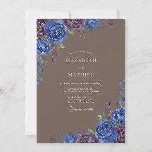 Convite Casamento Pétala Índigo Taupe
