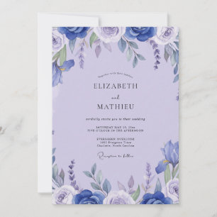 Convite Casamento Pétala Lavanda Cobalto