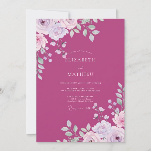 Convite Casamento Pétala Lavanda Fruta (Frente)