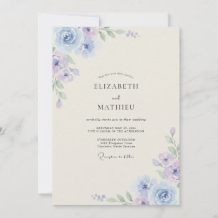 Convite Casamento Pétala Lilás Celeste
