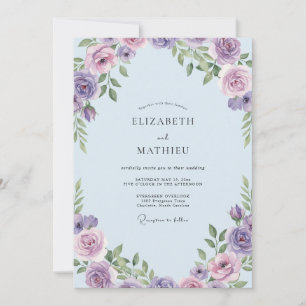 Convite Casamento Pétala Lilás Céu
