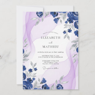 Convite Casamento Pétala Lilás Cobalto
