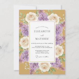 Convite Casamento Pétala Lilás Dourado