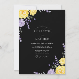 Convite Casamento Pétala Lilás Preto