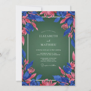 Convite Casamento Pétala Magenta Cobalto