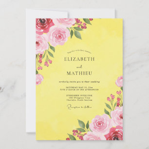 Convite Casamento Pétala Magenta Limão