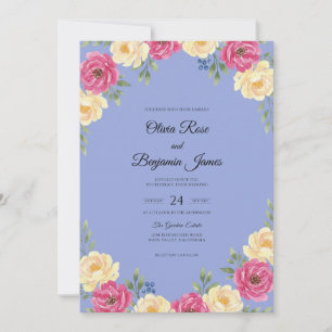 Convite Casamento Pétala Magenta Luxo Periwinkle