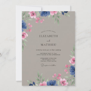 Convite Casamento Pétala Magenta Taupe