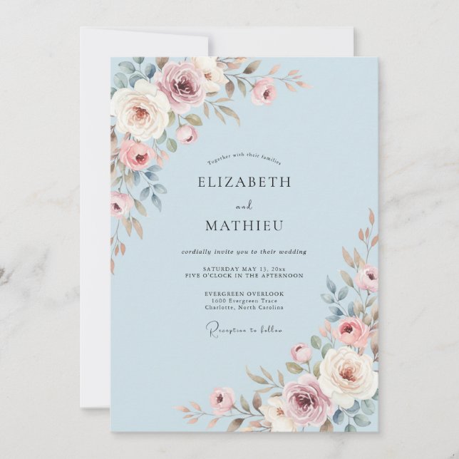 Convite Casamento Pétala Malva Suave Vinca (Frente)
