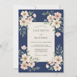 Convite Casamento Pétala Marfim Meia-Noite