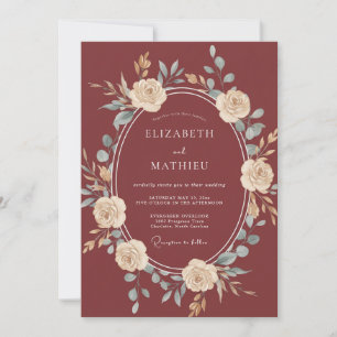Convite Casamento Pétala Marfim Terracota
