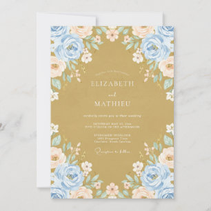 Convite Casamento Pétala Ochre Periwinkle