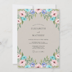 Convite Casamento Pétala Periwinkle Bege