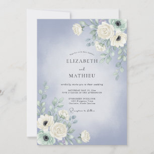 Convite Casamento Pétala Pintada de Azul-Pervinca