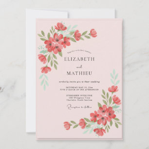 Convite Casamento Pétala Pintada de Coral Rosado