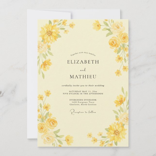 Convite Casamento Pétala Pintada de Limão (Frente)