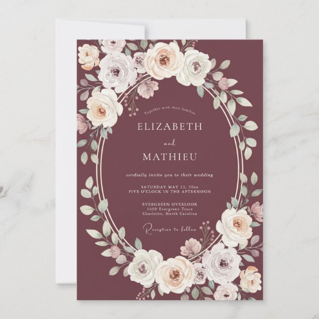 Convite Casamento Pétala Pintada de Marrom (Frente)