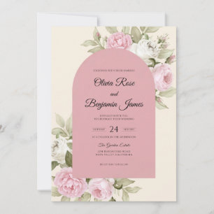 Convite Casamento Pétala Pintada de Rosa Cor-de-Rosa