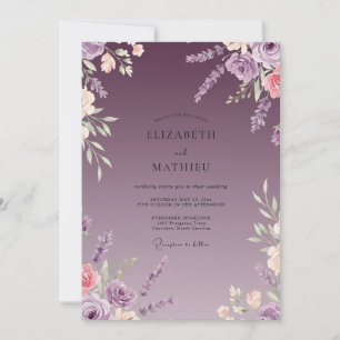 Convite Casamento Pétala Pintada de Roxo Claro