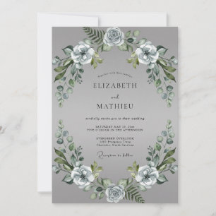 Convite Casamento Pétala Prata Ardósia