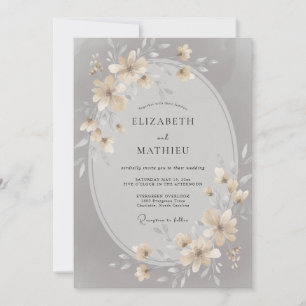 Convite Casamento Pétala Prata Champagne