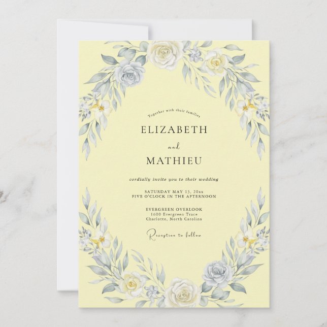Convite Casamento Pétala Prata Creme de Manteiga (Frente)