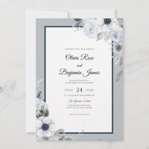 Convite Casamento Pétala Prata Gelo