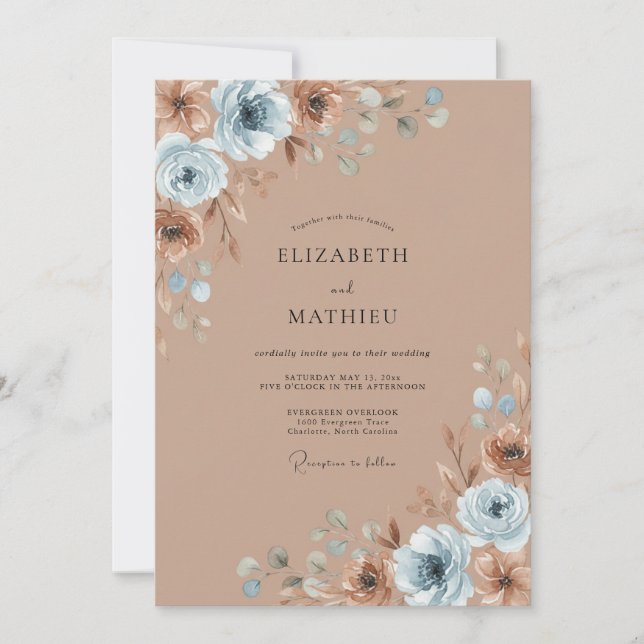 Convite Casamento Pétala Prata Taupe Antigo (Frente)