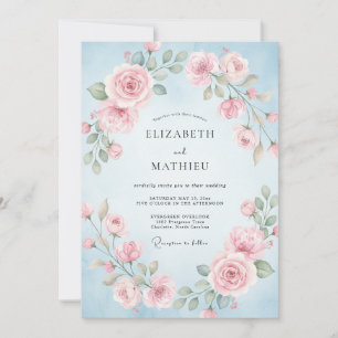 Convite Casamento Pétala Rosa Azure