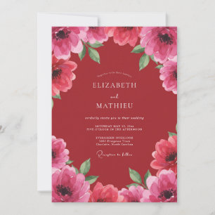 Convite Casamento Pétala Rosa Carmesim