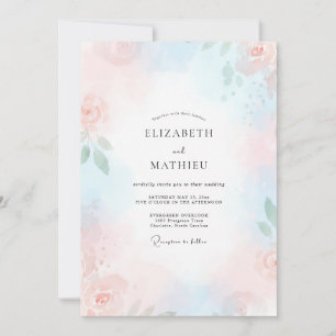 Convite Casamento Pétala Rosa Cerúleo