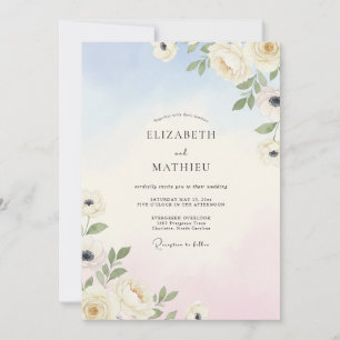 Convite Casamento Pétala Rosa Céu