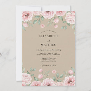 Convite Casamento Pétala Rosa Champagne