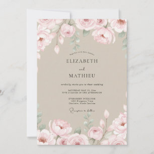 Convite Casamento Pétala Rosa Champanhe