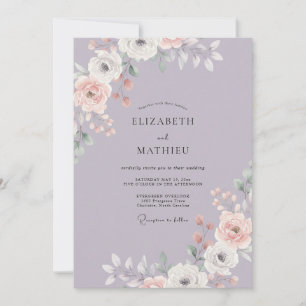 Convite Casamento Pétala Rosa de Vinca menor