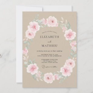 Convite Casamento Pétala Rosa Empoeirado Taupe