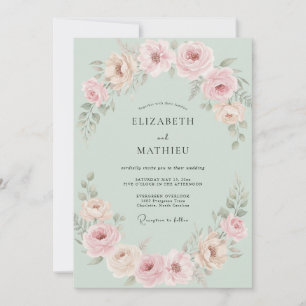 Convite Casamento Pétala Rosa Menta