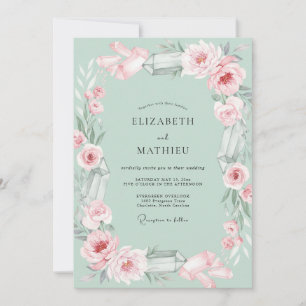 Convite Casamento Pétala Rosa Menta