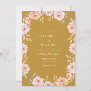 Convite Casamento Pétala Rosa Mostarda