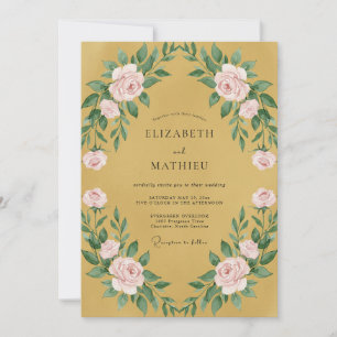 Convite Casamento Pétala Rosa Mostarda