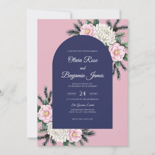Convite Casamento Pétala Rosa Naval