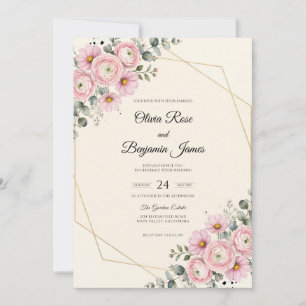 Convite Casamento Pétala Rosa Pálido