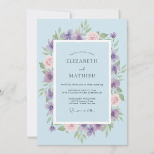 Convite Casamento Pétala Rosa Pálido Lilás