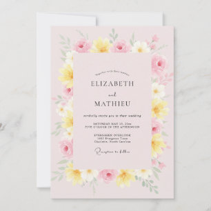 Convite Casamento Pétala Rosa Pastel